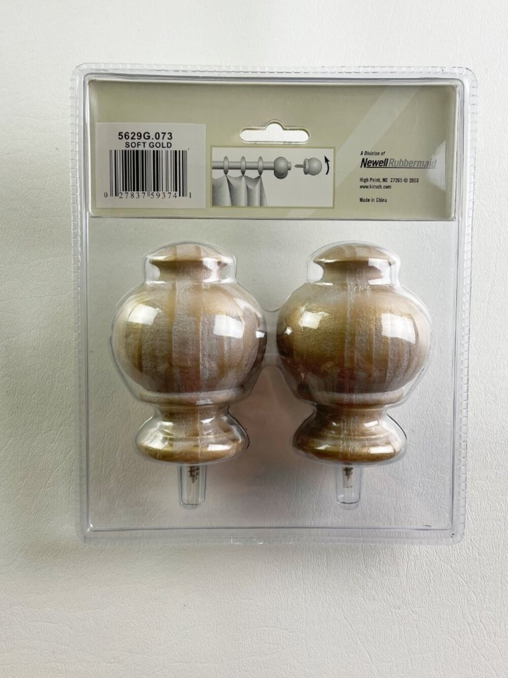 Kirsch Wood Soft Gold Button Ball Finials 1 3/8" Diameter Pole (1 Pack/2 Total) - Picture 2 of 5